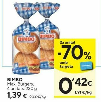Caprabo Pan de hamburguesa bimbo oferta
