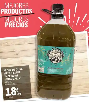 E.Leclerc "Molino de Santa María" Aceite de Oliva Virgen Extra 5 litros oferta