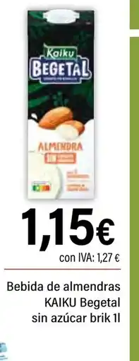 Cash Ifa KAIKU Bebida de almendras Begetal sin azúcar brik oferta