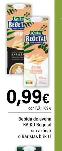 Cash Ifa KAIKU Bebida de avena sin azúcar o Baristas oferta