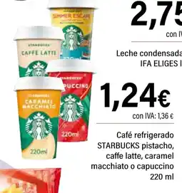 Cash Ifa STARBUCKS Café refrigerado pistacho, caffe latte, caramel macchiato o capuccino oferta