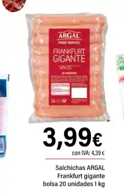 Cash Ifa ARGAL Salchichas Frankfurt gigante bolsa 20 unidades oferta