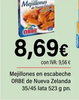 Cash Ifa ORBE Mejillones en escabeche de Nueva Zelanda 35/45 lata oferta
