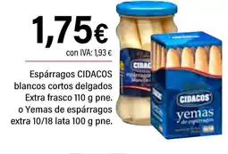 Cash Ifa CIDACOS Espárragos blancos cortos delgados Extra frasco o Yemas de espárragos extra 10/18 lata oferta