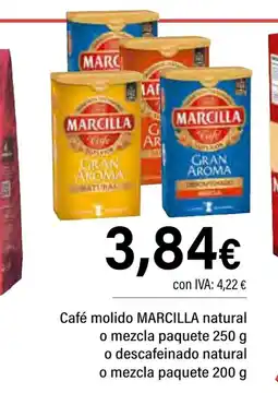 Cash Ifa MARCILLA Café molido natural o mezcla paquete o descafeinado natural o mezcla paquete oferta