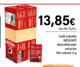 Cash Ifa NESCAFÉ Café soluble descafeinado estuche 100 sobres oferta
