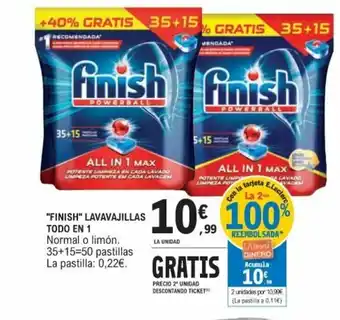 E.Leclerc "Finish" Lavavajillas Todo en 1 35+15=50 pastillas oferta