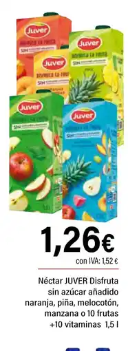 Cash Ifa JUVER Néctar Disfruta sin azúcar añadido naranja, piña, melocotón, manzana o 10 frutas + 10 vitaminas oferta