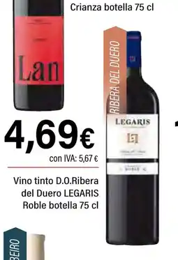 Cash Ifa LEGARIS Vino tinto D.O.Ribera del Duero Roble botella oferta