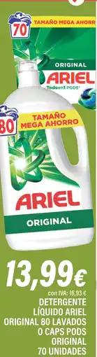 Cash Ifa Detergente líquido ariel original 80 lavados o caps pods original 70 unidades oferta