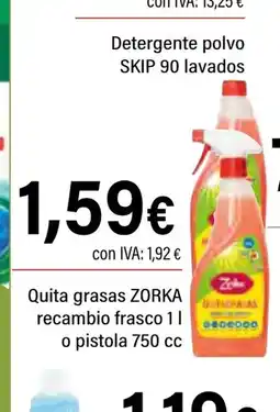 Cash Ifa ZORKA Quita grasas recambio frasco o pistola 750 cc oferta