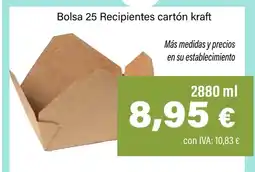 Cash Ifa Bolsa 25 Recipientes cartón kraft oferta