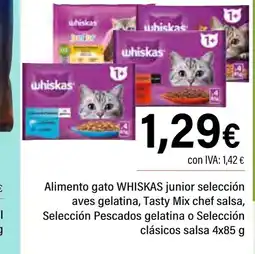 Cash Ifa Alimento gato junior selección aves gelatina, Tasty Mix chef salsa, Selección Pescados gelatina o Selección clásicos salsa oferta