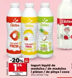 Maxi Dia DIA LÁCTEA logurt líquid de maduixa / de maduixa i plàtan / de pinya i coco oferta