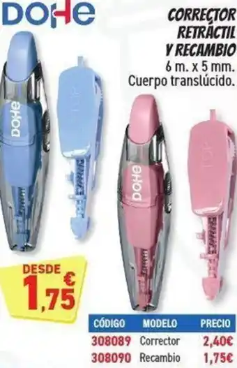 DOHE Corrector retractil y recambio