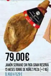 Claudio Torre de núñez - jamón serrano sin pata gran reserva 15 meses oferta