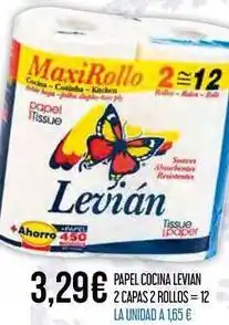 Claudio Levian - papel cocina 2 capas 2 rollos oferta