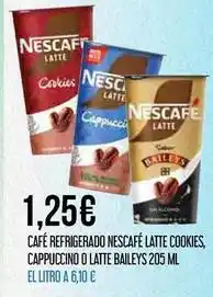 Claudio Baileys - cafe refrigerado nescafé latte cookies, cappucino o latte oferta