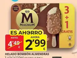 Supermercados MAS Magnum - helado bombón almendras oferta