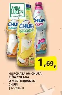 Supermercados MAS Chufi - horchata 0% chufa, piña colada o mediterraneo oferta