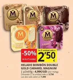 Supermercados MAS Magnum - helado bombon double gold caramel oferta