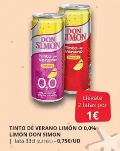 Supermercados MAS Don simón - tinto de verano limon o 0,0% oferta