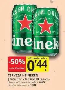 Supermercados MAS Heineken - cerveza oferta