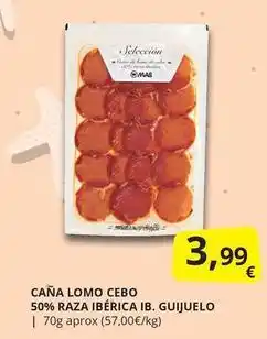 Supermercados MAS Caña lomo cebo 50% raza iberica ib. gujuelo oferta