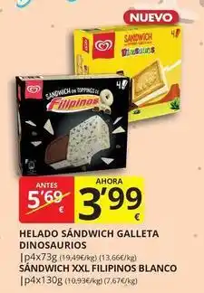 Supermercados MAS Filipinos - helado sandwich galleta dinosaurios oferta