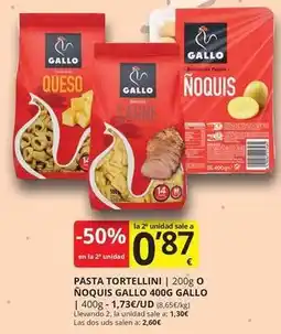 Supermercados MAS Gallo - pasta tortellini/noquis oferta