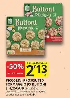 Supermercados MAS Buitoni - piccolinis prosciutto formaggio 9x oferta