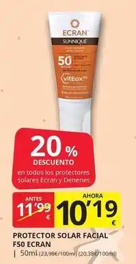 Supermercados MAS Ecran - protector solar facial f50 oferta