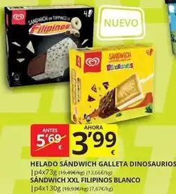 Supermercados MAS Filipinos - helado sandwich galleta dinosaurios oferta
