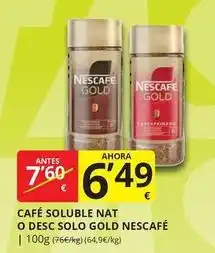 Supermercados MAS Nescafé - café soluble nat o desc solo gold oferta