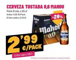 AhorraMas Mahou - cerveza tostada 0.0 oferta