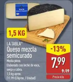 ALDI Queso mezcla semicurado oferta