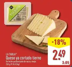 ALDI Queso ya cortado tierno oferta