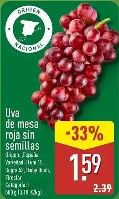 ALDI Origen - uva de mesa roja sin semillas oferta