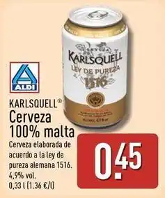 ALDI Karlsquell - cerveza 100% malta oferta