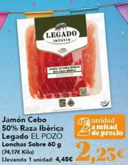 Gadis EL POZO Jamón Cebo 50% Raza Ibérica Legado Lonchas Sobre oferta