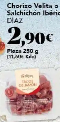 Gadis DÍAZ Chorizo Velita o Salchichón Ibérico oferta