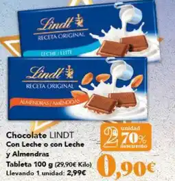 Gadis LINDT Chocolate Con Leche o con Leche y Almendras tableta oferta