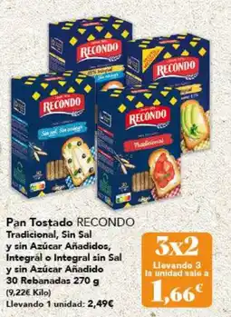 Gadis RECONDO Pan Tostado Tradicional, Sin Sal y sin Azúcar Añadidos, Integral o Integral sin Sal y sin Azúcar Añadido 30 Rebanadas oferta