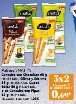 Gadis SNATT'S Palitos Cereales con Chocolate Olivas y Sésamo queso bolsa o de cereales con pipas oferta