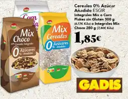Gadis ESGIR Cereales 0% Azúcar Añadido Integrales Mix o Corn Flakes sin Gluten o Integrales Mix choco oferta