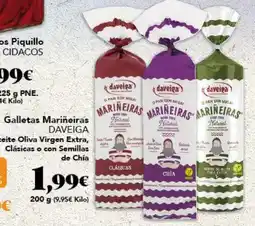 Gadis DAVEIGA Galletas Mariñeiras Aceite Oliva Virgen Extra, Clásicas o con Semillas oferta