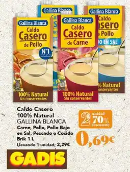 Gadis GALLINA BLANCA Caldo Casero 100% Natural Carne, Pollo, Pollo Bajo en Sal, Pescado o Cocido oferta