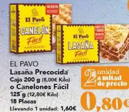 Gadis EL PAVO Lasaña Precocida Caja o Canelones Fácil oferta