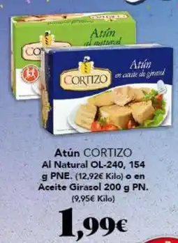 Gadis CORTIZO Atún Al Natural OL-240 o en Aceite Girasol oferta
