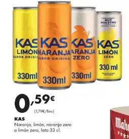Supermercados Lupa KAS Naranja, limón, naranja zero o limón zero, lata oferta
